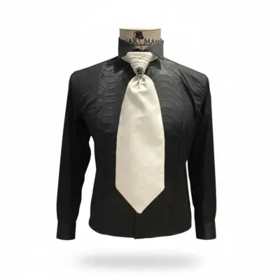 Lavalieră bărbați alb cu model ornamental – eleganță pentru nunți și ceremonii- LV28
