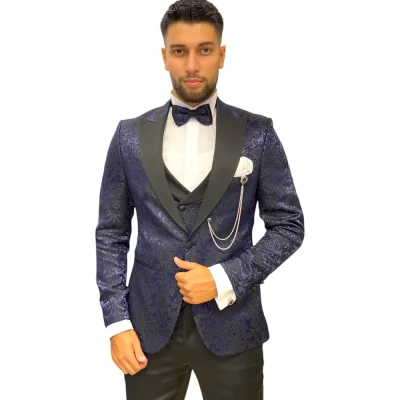 Costum de ceremonie albastru imperial cu guler spitz- CSA86