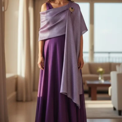 Șal din Mătase 100% , Lila Elegance, EMF141