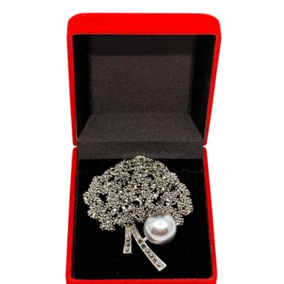 Broșă Argintie cu Design Ramificat – Accesoriu Handmade din Oțel Inoxidabil (BA36)