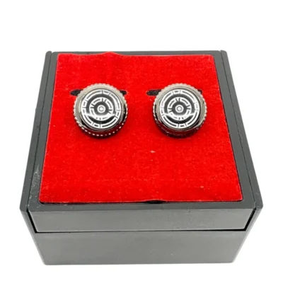 Butoni eleganți din oțel inoxidabil cu design geometric circular, lucrați hand made - BU42