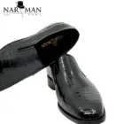 Pantofi Eleganți pentru Bărbați din Piele Lăcuită Neagră, Textură Croco, Fără Șiret