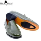 Loafers bărbătești verde măsliniu din piele naturală Narman