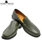 Loafers bărbătești verde măsliniu din piele naturală Narman