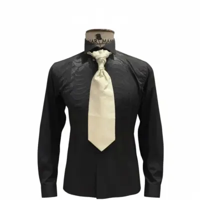 Lavalieră elegantă bărbați ivoire cu design discret – accesoriu pentru nunți și ceremonii- LV29
