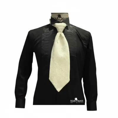 Lavalieră elegantă bărbați ivoire cu model floral- LV23