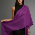 Șal damă din cașmir și lână violet intens – Pure Plum