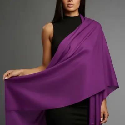 Șal damă din cașmir și lână violet intens – Pure Plum