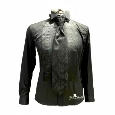 Lavalieră elegantă bărbați neagră – model sofisticat floral jacquard- LV04