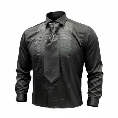 Lavalieră elegantă bărbați neagră – model sofisticat cu motive ornamentale- LV05