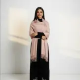 Șal elegant damă roz pudră din cașmir și lână, model uni