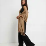 Șal elegant damă camel cald din cașmir și lână, model uni