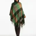 Șal elegant de damă verde smarald-camel din cașmir și lână, Model Character