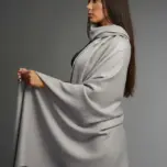 Șal damă din cașmir și lână gri deschis – Pure Silver