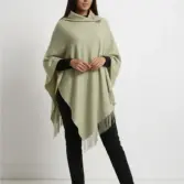 Șal elegant damă verde fistic din cașmir și lână, model uni