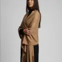 Șal elegant damă camel cald din cașmir și lână, model uni