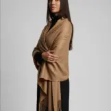 Șal elegant damă camel cald din cașmir și lână, model uni