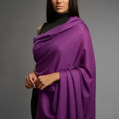 Șal damă din cașmir și lână violet intens – Pure Plum