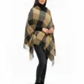 Șal elegant de damă negru-camel din cașmir și lână, Model Character