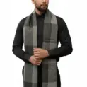Fular bărbătesc din cașmir și lână negru-gri Geometric Elegance
