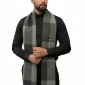 Fular bărbătesc din cașmir și lână negru-gri Geometric Elegance