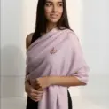 Șal elegant damă lila pastel din cașmir și lână, model uni