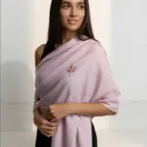 Șal elegant damă lila pastel din cașmir și lână, model uni