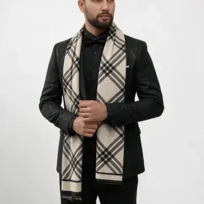 fular-elegant-barbati-cu-doua-fete-negru-si-bej