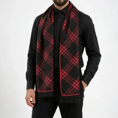 fular-barbatesc-doua-fete-geometric-elegance-negru-bordo
