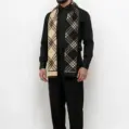 Fular bărbătesc Geometric Elegance cu două fețe, negru și crem, model geometric