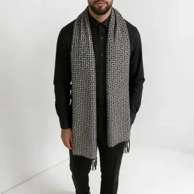 fular-barbati-labirint-imperial-negru-gri-deschis