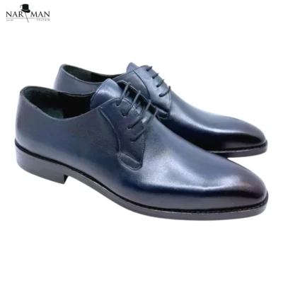 Pantofi eleganți bărbătești Narman | Piele naturală 100% bleumarin, talpă cusută interior -exterior - PE95