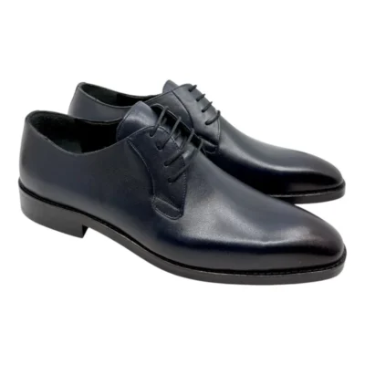 Pantofi eleganți bărbătești bleumarin din piele naturală 100%, talpă cusută interior-exterior PE95