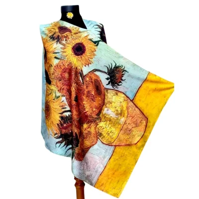Șal floral cu nuante de galbene si bleumarin – (SLC300)