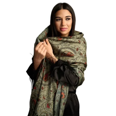 Șal Elegant din Lână și Cașmir – Model SLC231 (Verde)