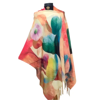 Șal multicolor pictural dinncașmir subțire – explozie de culoare și eleganță (SLC299)