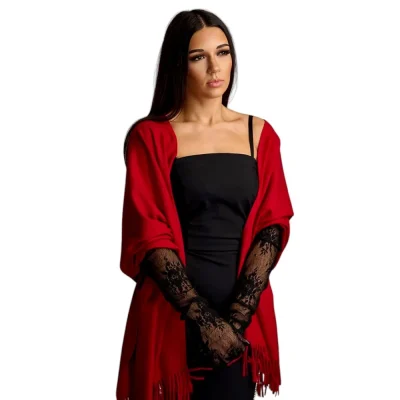Șal Elegant din Lână și Cașmir – Model SLC194 (Rosu)