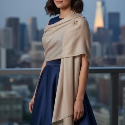 Șal din Mătase 100% Champagne Gold Elegance – EMF150