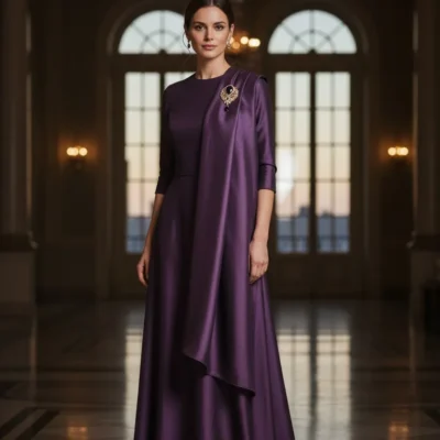 Șal din Mătase 100%, Purple Elegance, EMF140
