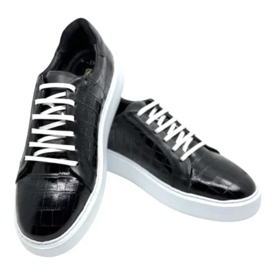 Pantofi bărbătești negri din piele naturală, handmade, casual cu talpă cusută PC19