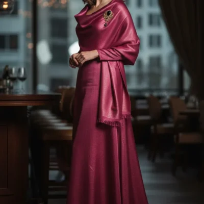 Șal din mătase 100% Pink Glow - EMF127
